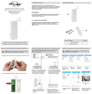 SkyLink WA-MTL Water Leak Sensor Manuel utilisateur | Fixfr