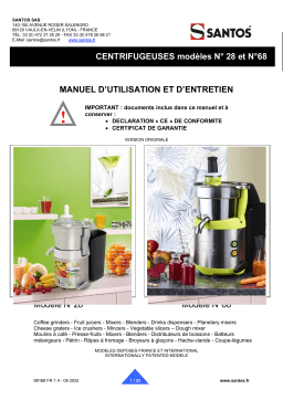 santos 68 Juice extractor "Miracle Edition" Manuel utilisateur