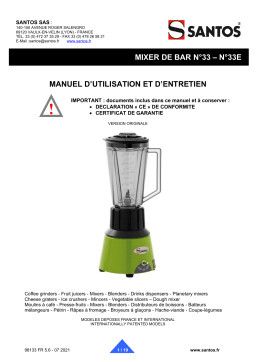 santos 33 Bar Blender Manuel utilisateur