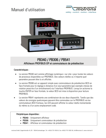 PB541 | PB306 | Motrona PB340 Manuel du propriétaire | Fixfr