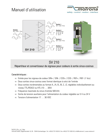 Motrona SV210 Manuel du propriétaire | Fixfr