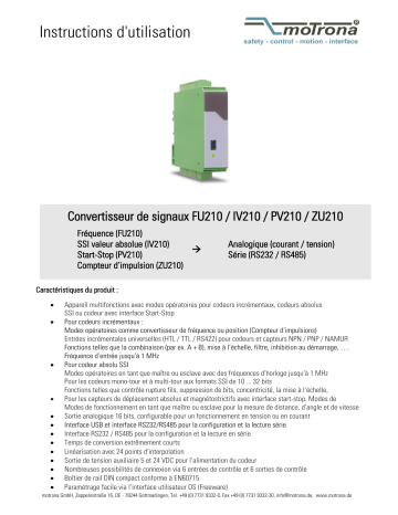 FU210 | ZU210 | IV210 | Motrona PV210 Manuel du propriétaire | Fixfr