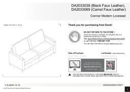 Dorel Home DA2033069 Queer Eye Wainwright Modern Loveseat Manuel utilisateur