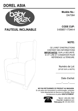 Dorel Home DA7364 Baby Relax Rylee Tall Wingback Glider Recliner Chair Manuel utilisateur