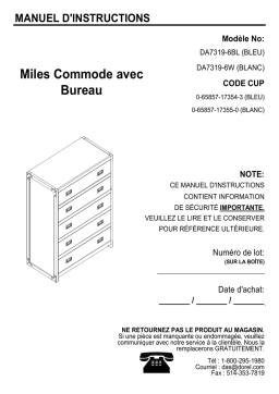 Dorel Home DA7319-6BLS Dorel Living Miles Desk Chest Manuel utilisateur