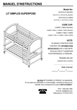 Dorel Home DA1010G-1C Dorel Fine Furnishings Charlie Twin over Twin Bunk Bed Manuel utilisateur