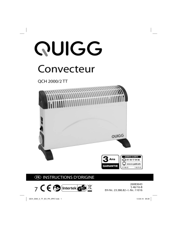 Quigg QCH 2000/2 TT Convector Heater Mode d'emploi | Fixfr