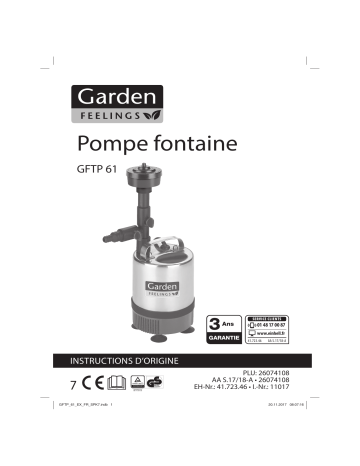 GARDENFEELINGS GFTP 61 Pond Pump Kit Mode d'emploi | Fixfr