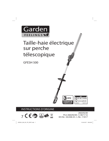 GARDENFEELINGS GFESH 500 Electric Pole Hedge Trimmer Mode d'emploi | Fixfr