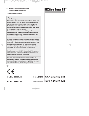 EINHELL SKA 3503 EQ C+H Split Air Conditioner Mode d'emploi | Fixfr