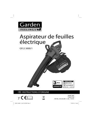 GARDENFEELINGS GFLS 3000/1 Electric Leaf Vacuum Mode d'emploi | Fixfr