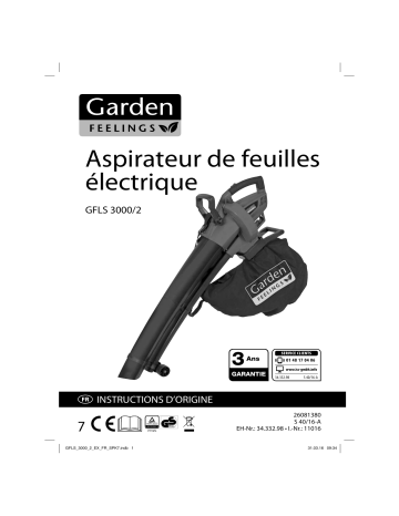 GARDENFEELINGS GFLS 3000/2 Electric Leaf Vacuum Mode d'emploi | Fixfr