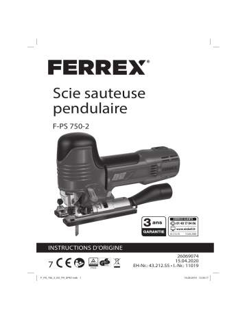 Ferrex F-PS 750-2 Jig Saw Mode d'emploi | Fixfr