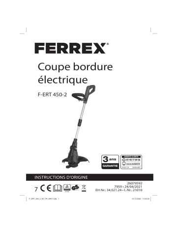 Ferrex F-ERT 450-2 Electric Lawn Trimmer Mode d'emploi | Fixfr