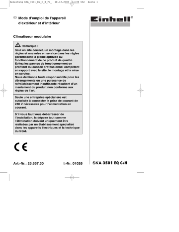 EINHELL SKA 3501 EQ C+H Split Air Conditioner Mode d'emploi | Fixfr