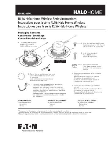 RL56HHHL-2PK | RL56HHHL-6PK | RL56HHHLACC-2PK | Halo RL56129BLE40AWH RL 5 in./6 in. 2700K-5000K Tunable Smart White Integrated LED Recessed Ceiling Light Trim Selectable Lumen Mode d'emploi | Fixfr