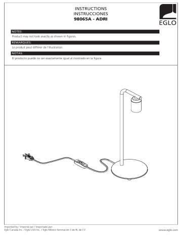 Eglo 98065A Adri 17 in. Black Open Bulb Table Lamp Mode d'emploi | Fixfr