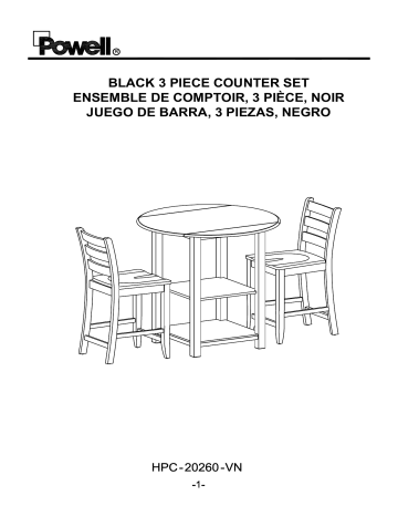 Linon Home Decor HD221928 Lenney Black and Natural Wood Finish 3-Piece Counter Height Dining Set Mode d'emploi | Fixfr