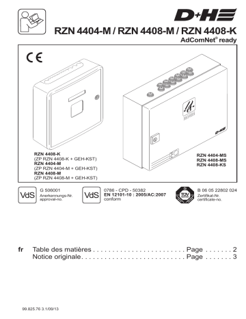 08-M | RZN 4408-K | D+H RZN 4404 Smoke vent control panel Mode d'emploi | Fixfr