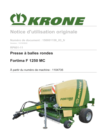 Krone BA Fortima F 1250 MC (RP601-11) Mode d'emploi | Fixfr