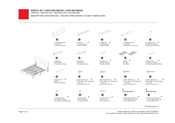HMIDEA DS-D393-293A Horizontally Light Gray Channeled King Upholstered Platform Bed Mode d'emploi | Fixfr