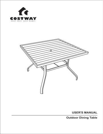 Costway NP10136-13 37 in. Patio Square Metal 1.57 in. Outdoor Dining Table Slat with Umbrella Hole Garden Mode d'emploi | Fixfr