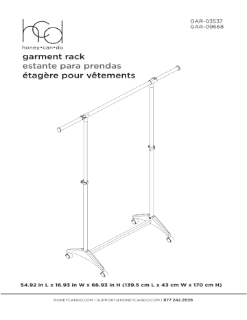 Honey-Can-Do GAR-09668 White Steel Clothes Rack 54.9 in. W x 66.9 in. H Mode d'emploi | Fixfr