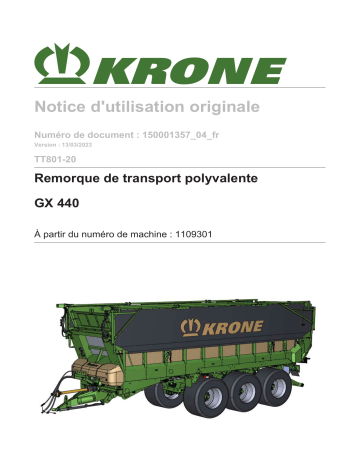 Krone BA GX 440 (TT801-20) Mode d'emploi | Fixfr