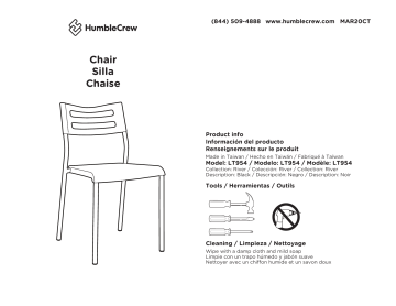 Humble Crew LT954 17.2 in. Width Standard Black/Black Plastic Guest Office Chair Mode d'emploi | Fixfr