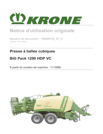 Krone BA BiG Pack 1290 HDP VC Mode d'emploi | Fixfr