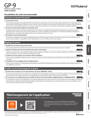 Roland GP-9 Piano numérique Manuel du propriétaire | Fixfr