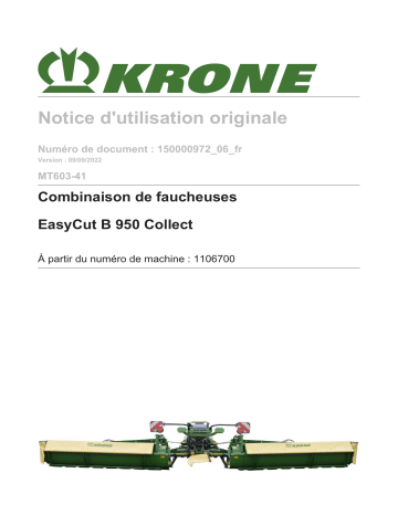 Krone BA EasyCut B 950 Collect (MT603-41) Mode d'emploi | Fixfr