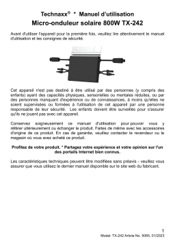 Technaxx TX-242 PV Micro Inverter 800W Manuel du propriétaire