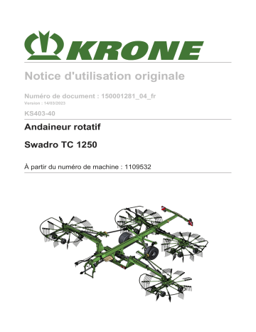 Krone BA Swadro TC 1250 (KS403-40) Mode d'emploi | Fixfr