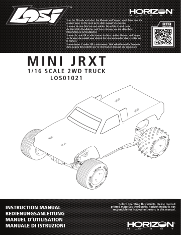 Losi LOS01021 1/16 Mini JRXT Brushed 2WD Limited Edition Racing Monster Truck RTR Manuel du propriétaire | Fixfr