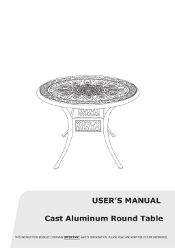 GYMAX GYM09708 Aluminum Outdoor Round Dining Table Cast Patio Bistro Table with Umbrella Pole Mode d'emploi