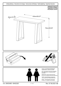 Nyhus HD-45403460 Gatsby 39.5 in. W x 15.5 in. D x 29.5 in. H Grey Modern Style Solid Pine Wood Console Table Guide d'installation