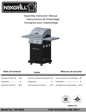 Nexgrill 720-0864 Small Space 2-Burner Propane Gas Grill in Stainless Steel with Black Cabinet Mode d'emploi | Fixfr