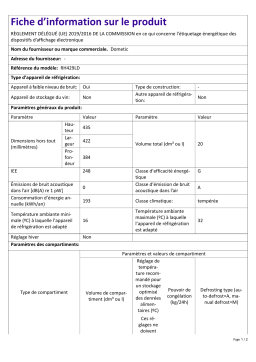 Dometic RH 429 LD | Product Information Sheet FR Information produit