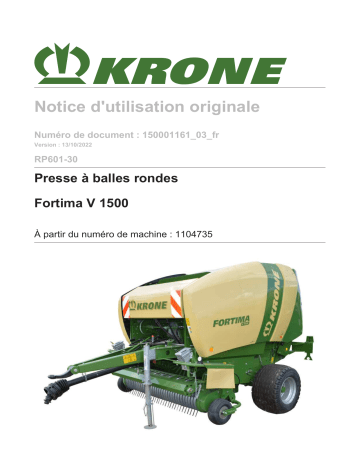 Krone BA Fortima V 1500 (RP601-30) Mode d'emploi | Fixfr