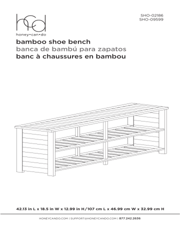Honey-Can-Do SHO-09599 18.5 in. H x 42 in. Natural Bamboo Shoe Storage Bench Mode d'emploi | Fixfr