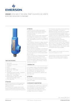 Crosby Series 800 and 900 OMNI-TRIM® pressure relief valves Manuel du propriétaire