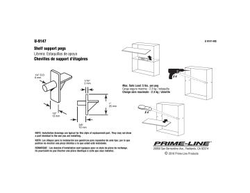 Prime-Line U 9147 1/4 in. Diameter Clear Plastic Shelf Support Peg (12-Pack) Mode d'emploi | Fixfr
