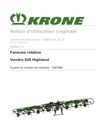 Krone BA Vendro 820 Highland (KW603-14) Mode d'emploi | Fixfr