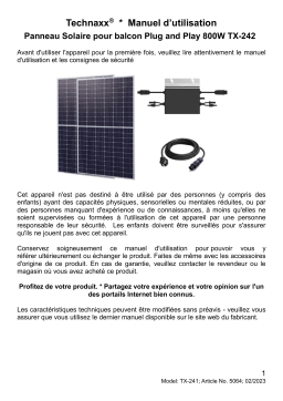 Technaxx TX-241 Solar Balcony Power Plant 800W Manuel du propriétaire