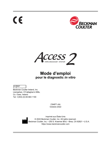 Access 2 | Beckman Coulter UniCel DxC 600i Synchron Access Clinical Systems Manuel du propriétaire | Fixfr