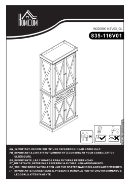 HOMCOM 835-116V01WT Freestanding Modern Farmhouse 4 Door Kitchen Pantry Cabinet Mode d'emploi