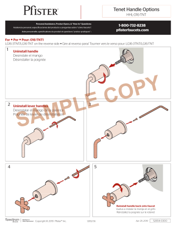 Pfister Tenet HHL-016TNTB Cross Handle Kit Manuel utilisateur | Fixfr