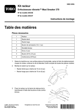 Toro Crumber Kit, Maxi Sneaker 370 Vibratory Plow Utility Equipment Guide d'installation