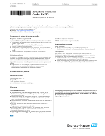 Endres+Hauser KA Cerabar PMP23 Manuel utilisateur | Fixfr